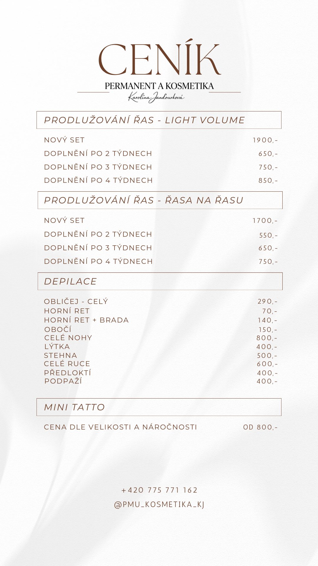 Ceník služeb – strana 2