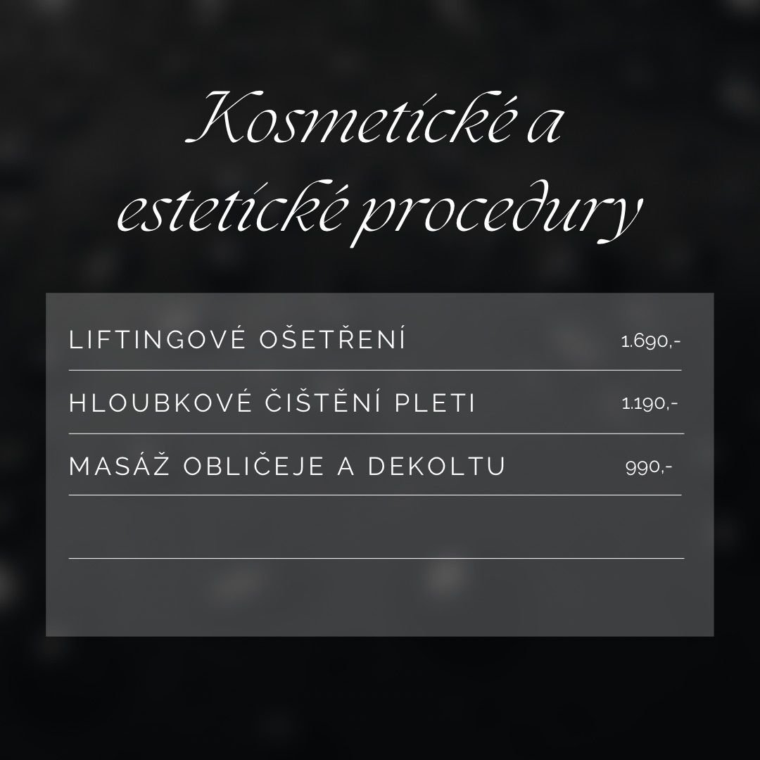 Ceník – kosmetické a estetické procedury