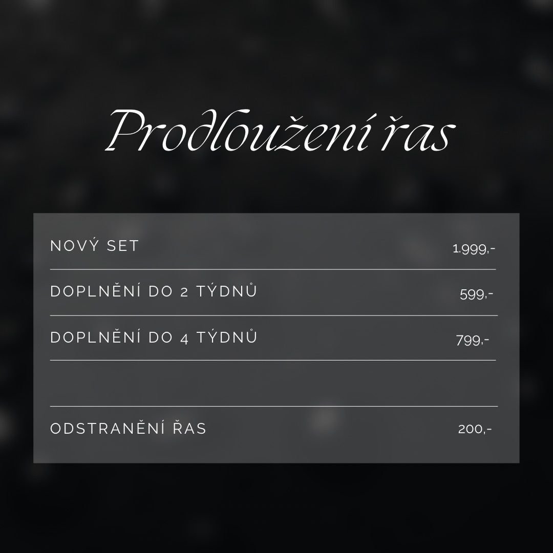 Ceník – prodloužení řas